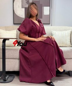⁦فور يو - فستان العيد ميدي أنيق بتفاصيل وردة وأكمام منفوخة⁩ - الصورة ⁦3⁩
