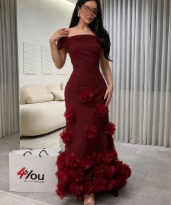 ⁦فور يو - فستان سهرة عودي بتفاصيل ورد ثلاثي الأبعاد وتول فاخر⁩ - الصورة ⁦4⁩